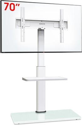 AOKCOS TV Ständer TV Bodenständer für 32-70 Zoll Fernseher bis zu 40 KG, TV Weiß