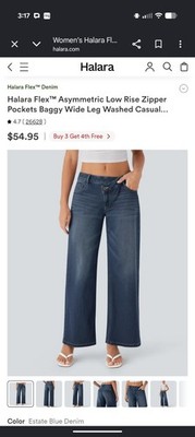 Halara Flex Wide-Leg Stretch Denim Jeans Assymetrical low rise size S short