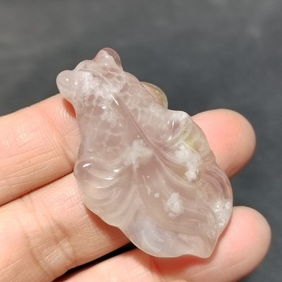 Natural Sakura Quartz Goldfish Carved Crystal Skull Reiki Healing 1pc
