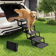 Oiilores Foldable Dog Stairs for Large Dogs Extra Wide Pet Ramp for Cars, SU