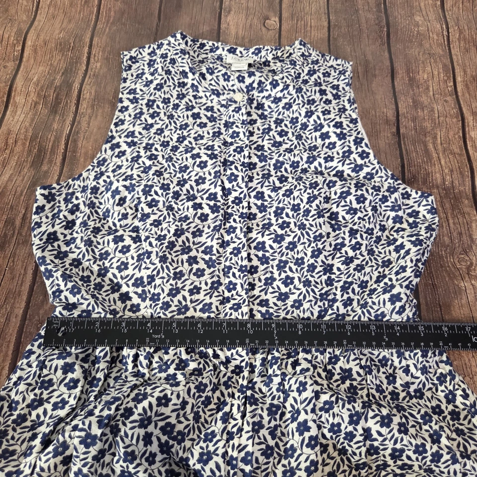 J.Crew Dress Womens 10 White Blue Floral Shirt Dress Linen Cotton Pockets - Image 3 of 4