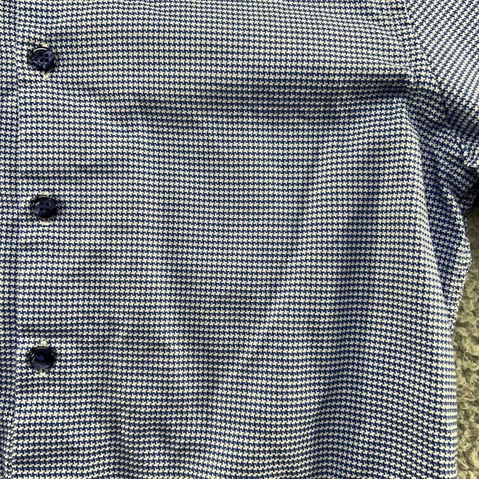 Camisa de vestir Christian Lacroix para hombre 14,5 pata de gallo azul blanco clásico de negocios Foto 4 de 4