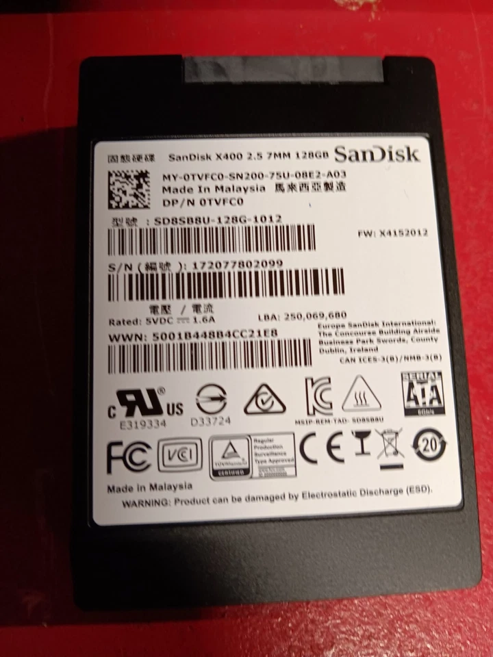 SanDisk X400 (SD8SB8U-128G-1012) 128GB SATA-3 6Gb/s 2.5" x 7mm Solid State Drive - Image 2 of 3