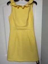Eliza J Floral V-Neck Ruffle Sheath Dress Yellow Women 8