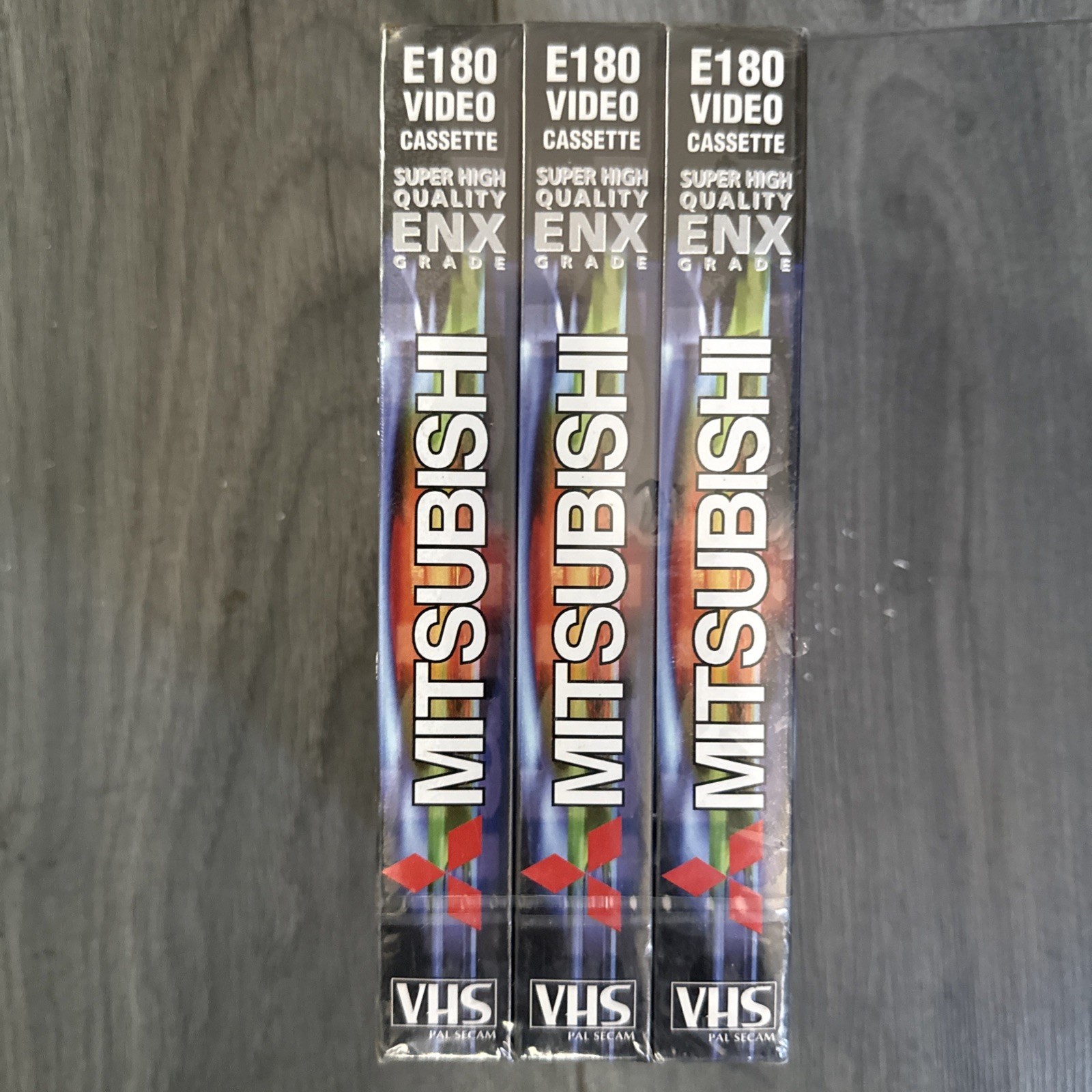 MITSUBISHI E180 BLANK VIDEO TAPE CASSETTE VHS X 3 NEW SEALED