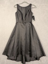 Alfred Sung Dress Womens 0 Black Fit & Flare Sleeveless Classy 50s A-Line Cut