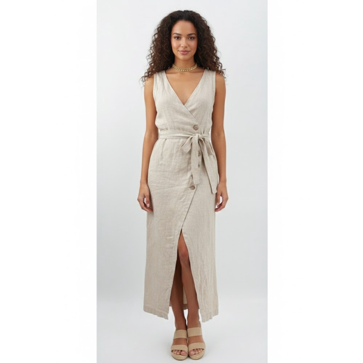 chinese dress ladies Sequined Midi Gown in Linen Blend  Akris Inc