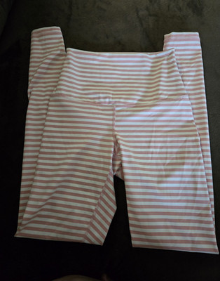 DYI Bionic Edge High-Rise Ankle Leggings Striped Pink/White Women XS made in USA