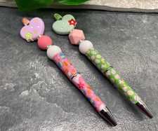 2 PC Handmade Silicone Bead Black Ink Pen Set Easter Basket New Free Ship B5526