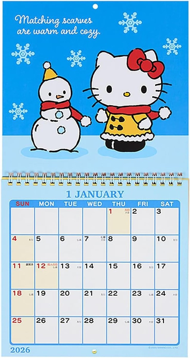 Hello Kitty Wall Calendar 2026 M-size Sanrio Kawaii Japan Japanese