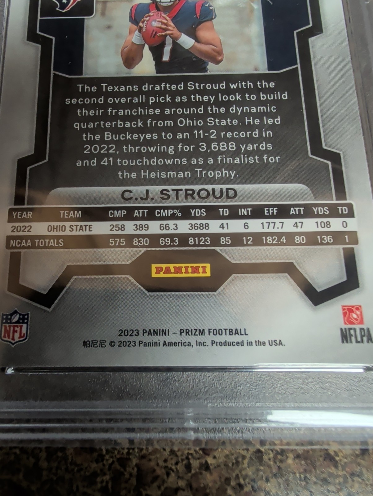 2023 Prizm CJ Stroud RC Red, White, & Blue PSA 9 view 4