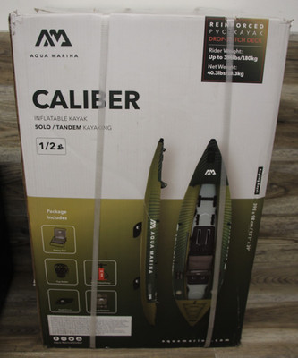 NEW AQUA MARINA CALIBER INFLATABLE ANGLING FISHING KAYAK WITH FOLDABLE SEAT 13ft
