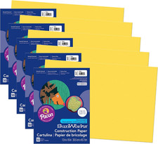 Prang Construction Paper, Yellow, 12" X 18", 50 Sheets per Pack, 5 Packs