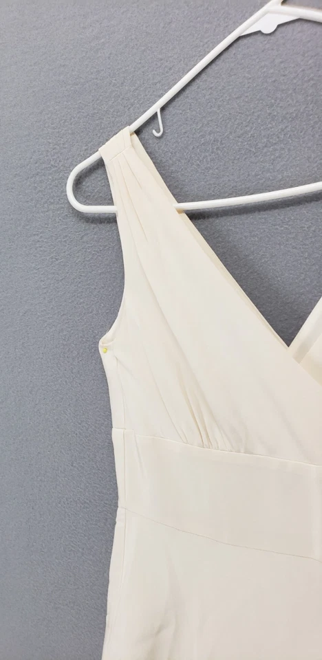 Maxi vestido de novia formal sin mangas con cuello en V blanco roto J Crew para mujer Foto 2 de 4