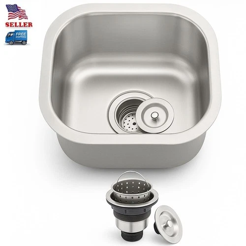 13"x13" Undermount Small Bowl Kitchen Bar Prep Sink Stainless Steel New