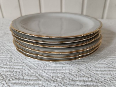 6er Set Oscar Schaller Bavaria Dessert Kuchen Porzellan Teller Goldrand