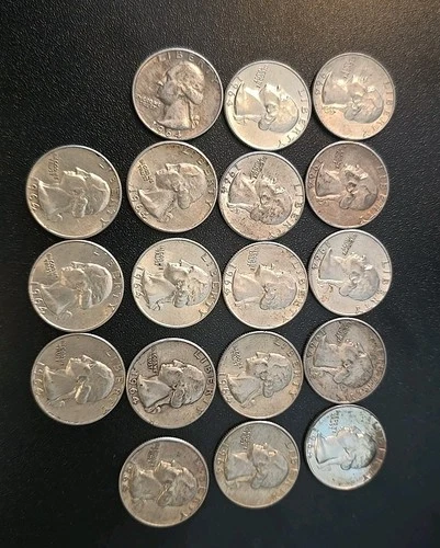 18x Silver US 1964 Quarters Lot - 90% Silver Collection - Circulated to AU