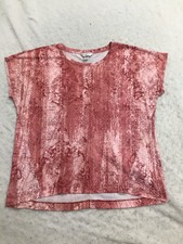 Christopher & Banks T Shirt Petite XL P/XL Coral Floral Short Sleeve Crew Neck