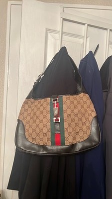 GUCCI Monogram Jackie O Hobo Dark Brown