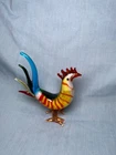 Vintage Murano Style Blown Glass Miniature Colorful Rooster Sculpture