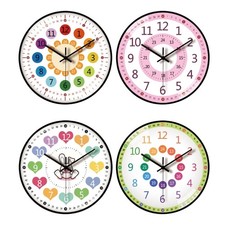 8Inch Kids Learning Clock Wall Clock For Learning Time In Bedrooms Classroom