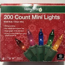 Merry Brite 200 Count Multi-Color Mini Color Christmas Lights 41 ft Green Wire