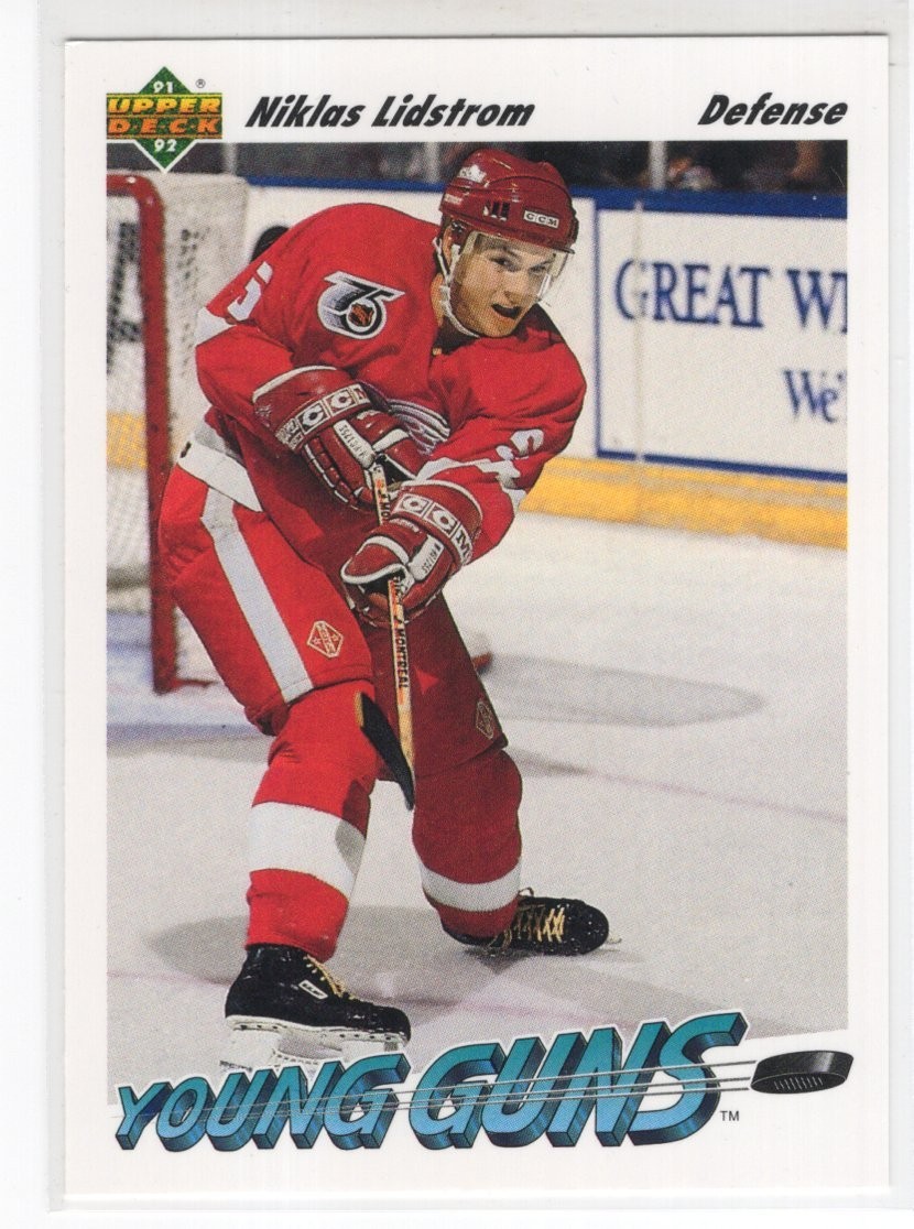 91/92 UD UPPER DECK NICKLAS LIDSTROM YOUNG GUNS CARD #587