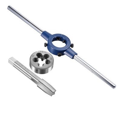 5/8-11 UNC Tap Die Set with 38mm Round Die Stock Handle Wrench High Speed Steel