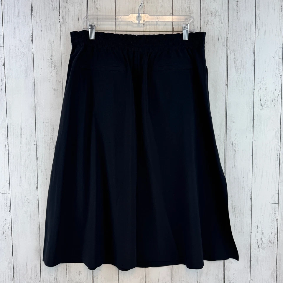 Athleta Black Savannah Midi Length Skirt UPF Paperbag Waist 798610 Size Large - Image 2 of 4