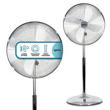 Pedestal Fan, 16 Inch, Oscillating, 3 Speeds, Chrome, Igenix DF1660