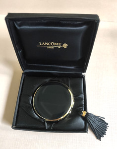 Vintage Lancome Black Enamel Compact W/ Tassel Powder W/Micro Bubbles NIB