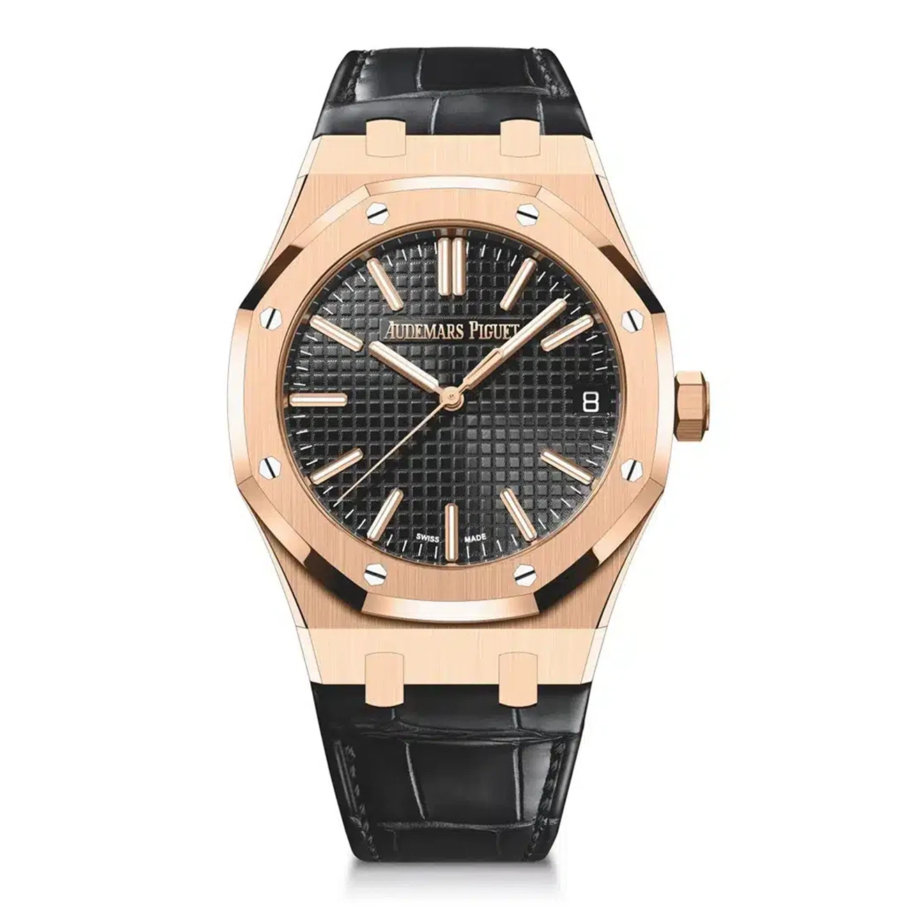 Audemars Piguet — Audemars Piguet Royal Oak 15510OR.OO.D002CR.01 41mm Black Dial Leather Strap ...