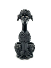 Vintage Vanity Ceramic Black French Poodle Dog Lipstick Holder Candles?