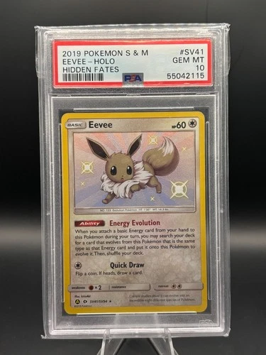 2019 POKEMON SUN & MOON HIDDEN FATES #SV41 EEVEE-HOLO PSA 10