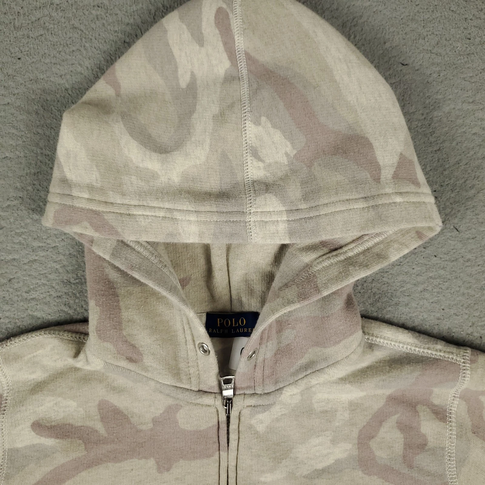 VETEMENTS Ralph Lauren maglione donna piccolo beige mimetico full zip felpa con cappuccio