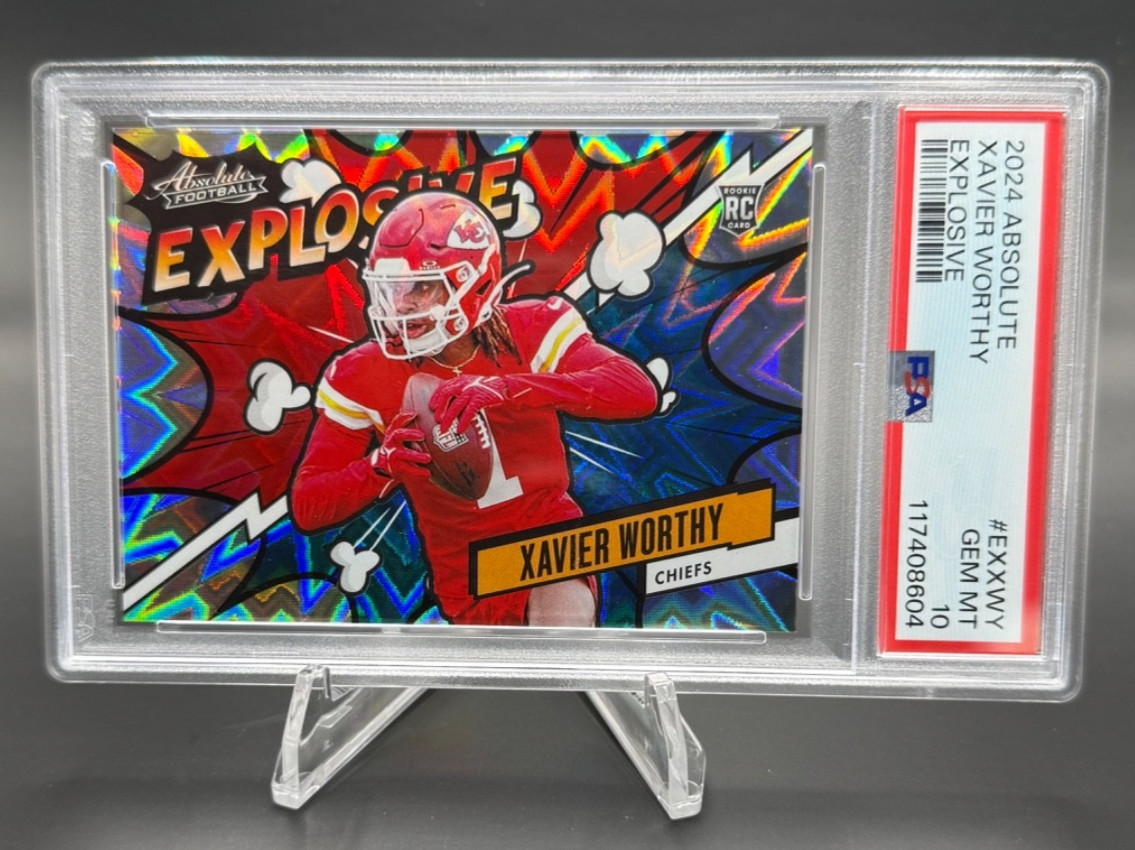2024 Panini Absolute Xavier Worthy Rookie Explosive Case Hit SSP PSA 10 Chiefs