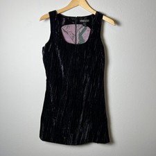 Vintage Guess Dress Womens 7 Black Velvet Sleeveless Mini Grunge Hong Kong 90s