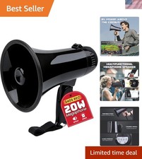 20W Portable Megaphone Bullhorn with Siren 240s Recording - 300ft Range