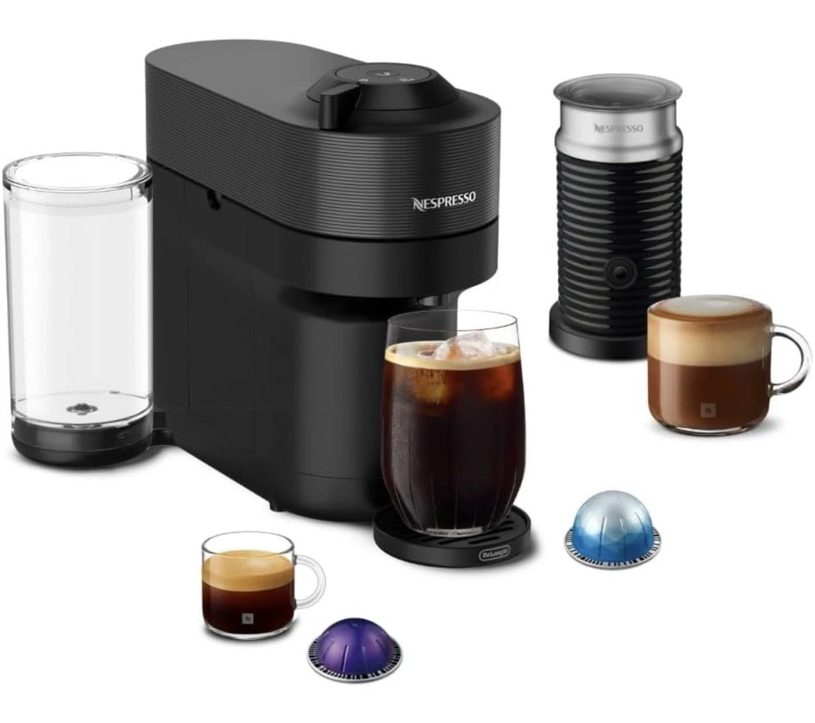 Nespresso Vertuo Pop+ Coffee & Espresso Machine by De'Longhi - Black - Frother