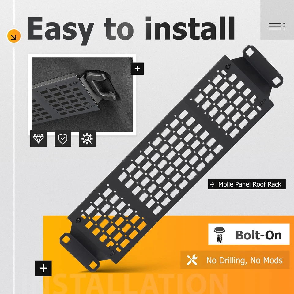 Overhead Molle Panel Roof Rack For Toyota Tacoma 3rd Gen Double Cab 2016-2023 Foto 4 de 4