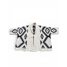 Banana USA Cardigan Women Small White Good Southwestern Aztec Geometric Knit