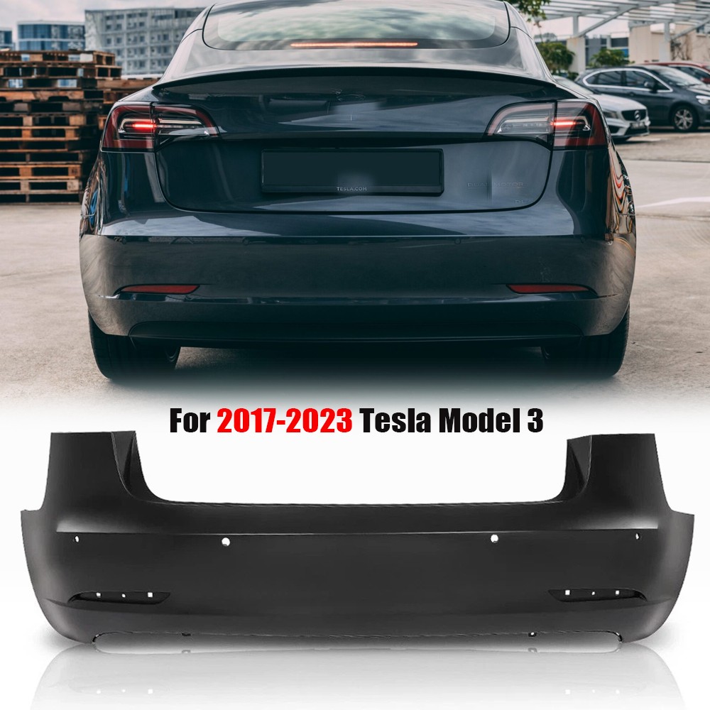 Rear Bumper Cover Fascia w/ Park Assist For 2017-2023 Tesla Model 3  TA1100100