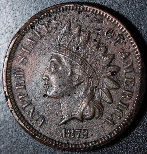 1872 INDIAN HEAD CENT - With LIBERTY & DIAMONDS - XF EF Details
