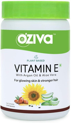 OZiva Plant Based Natural Vitamin E (Sunflower, Argan & Aloe vera oil) - 30 Cap