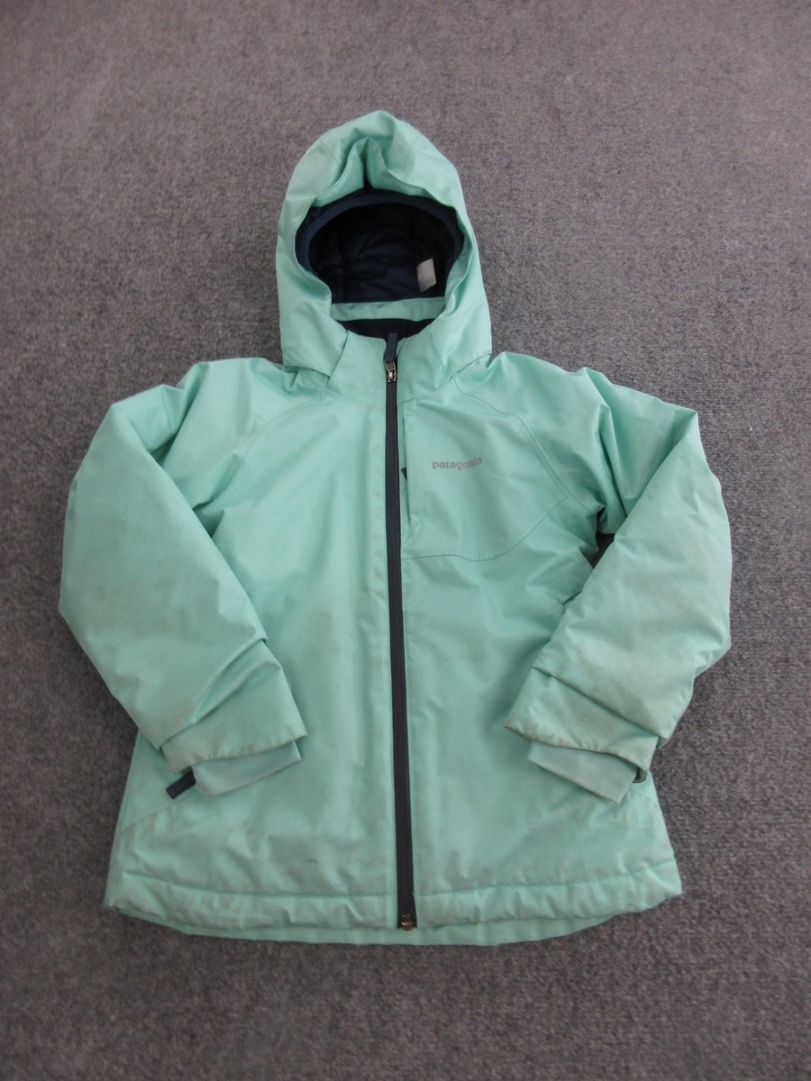Patagonia Jacket Kids Small 7-8 Green Hooded Waterproof Ski Coat