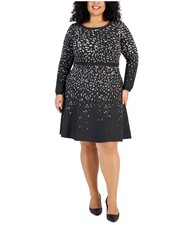 Taylor Womens Knit Pattern Sweater Dress