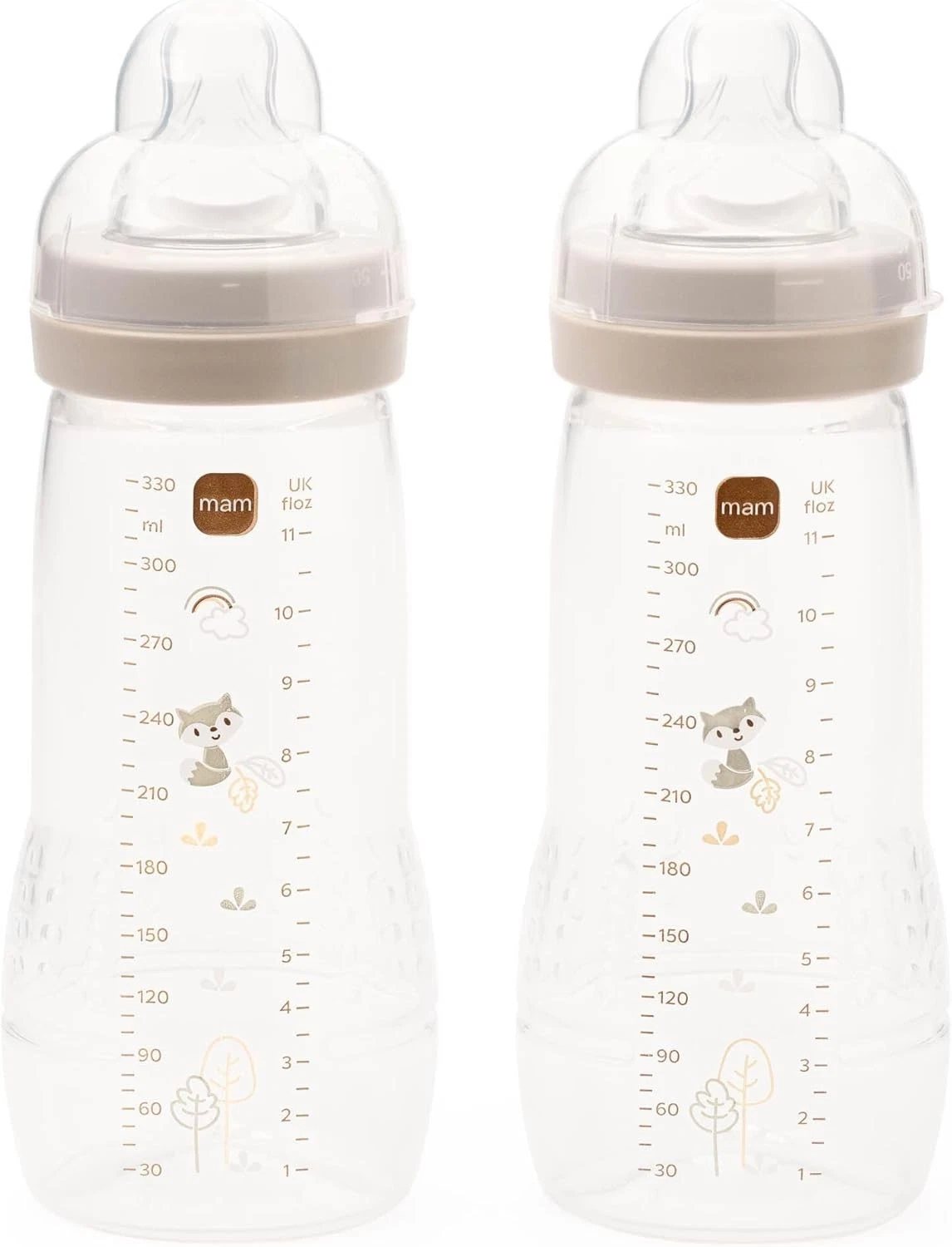 MAM Easy Active Baby Bottle with MAM Fast Flow Teats, Twin Pack of Baby Bottles,