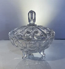 Vntage Echt Bleikristal Art Deco Covered Crystal Candy Dish - with lid -