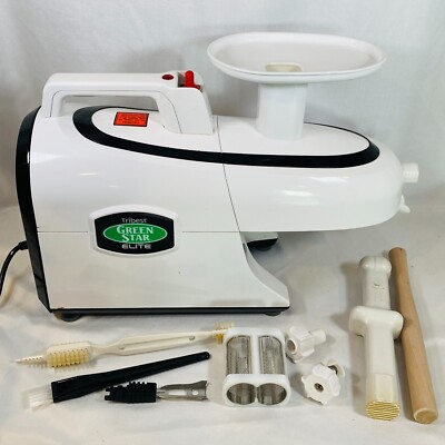 Open Box Greenstar Elite Jumbo Twin Gear Juicer Model GSE-5000 White  Attachments