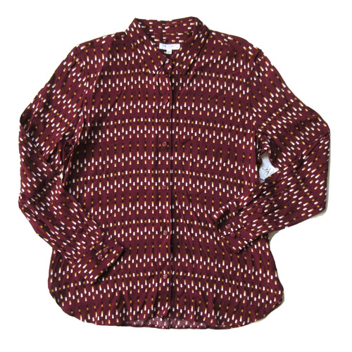 NWT Equipment Lemma in Tawny Port Multi Dot Woven Viscose Button Down Shirt L